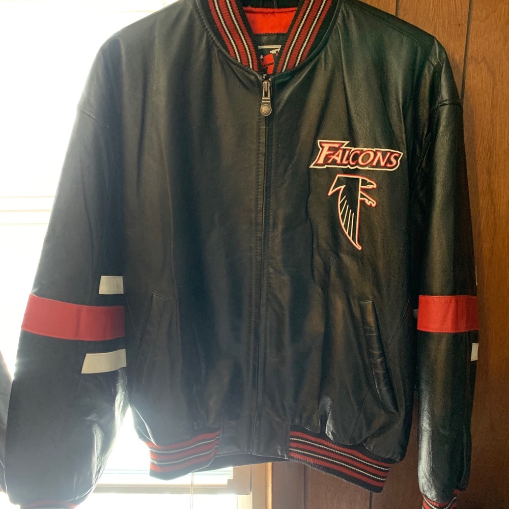 Carl banks leather falcons jacket